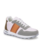 White-Tan Casual Sneakers Lace-Up Shoes for Men