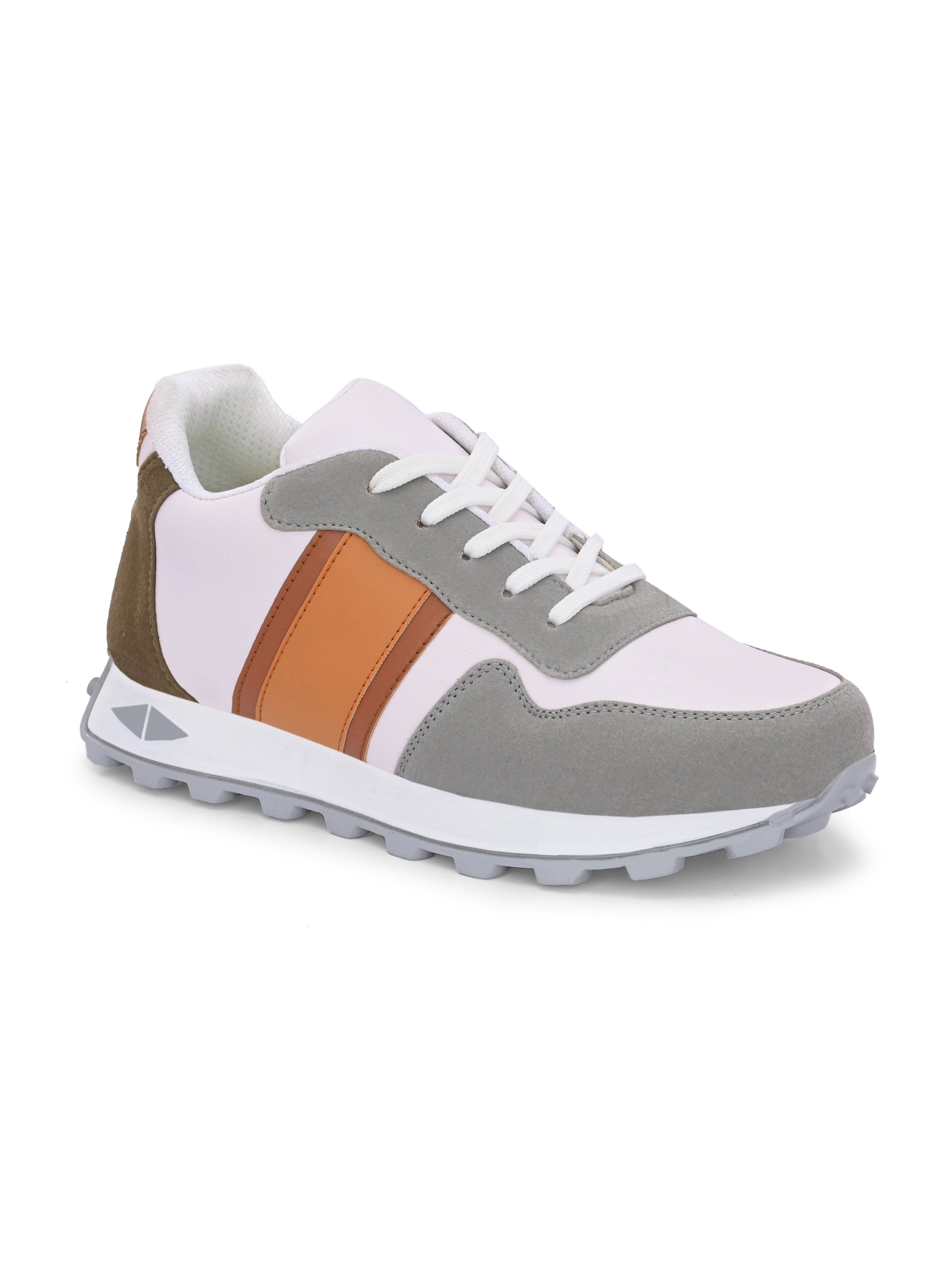 White-Tan Casual Sneakers Lace-Up Shoes for Men
