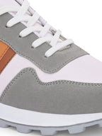 White-Tan Casual Sneakers Lace-Up Shoes for Men