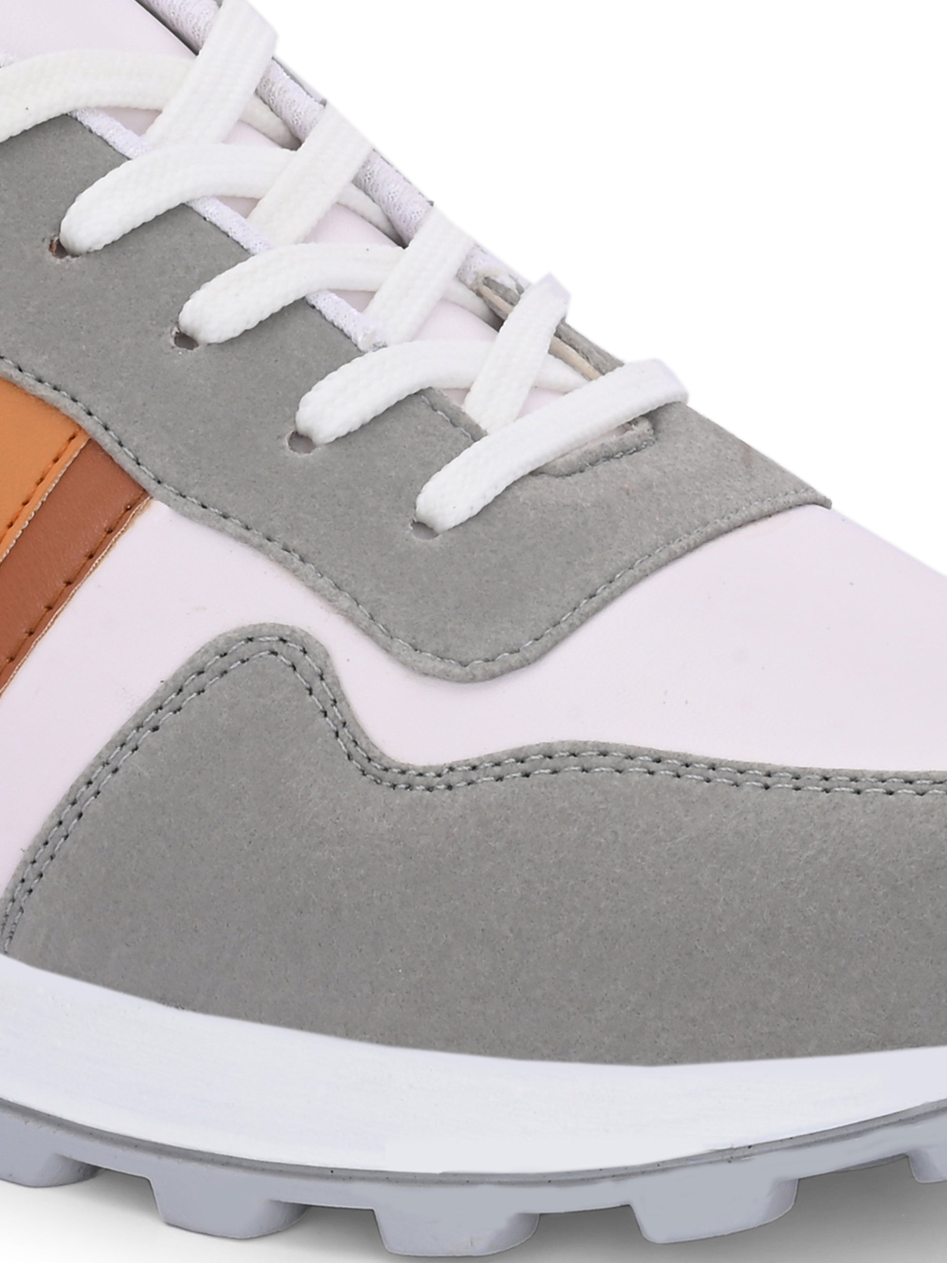 White-Tan Casual Sneakers Lace-Up Shoes for Men