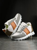 White-Tan Casual Sneakers Lace-Up Shoes for Men