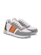 White-Tan Casual Sneakers Lace-Up Shoes for Men