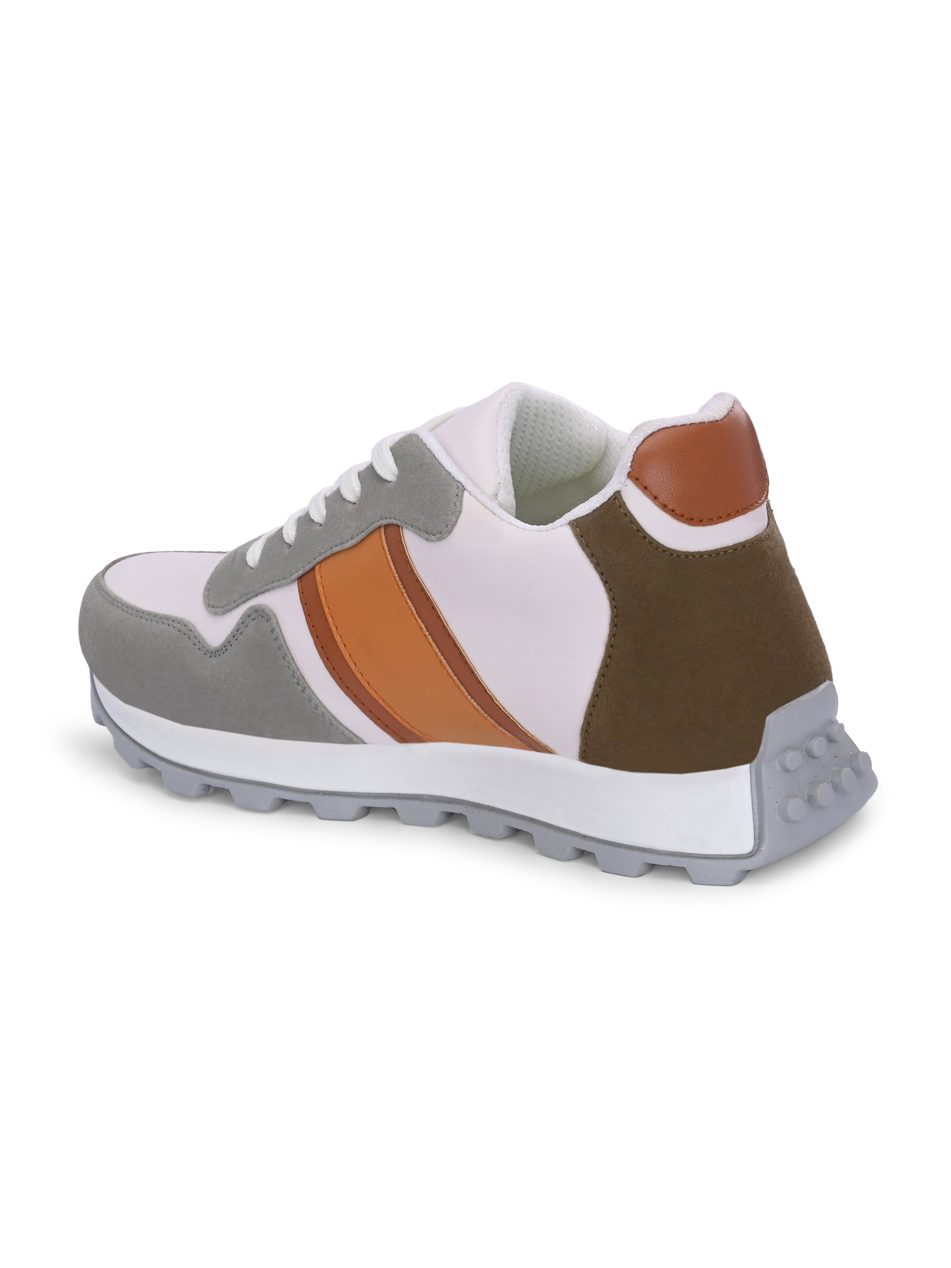 White-Tan Casual Sneakers Lace-Up Shoes for Men