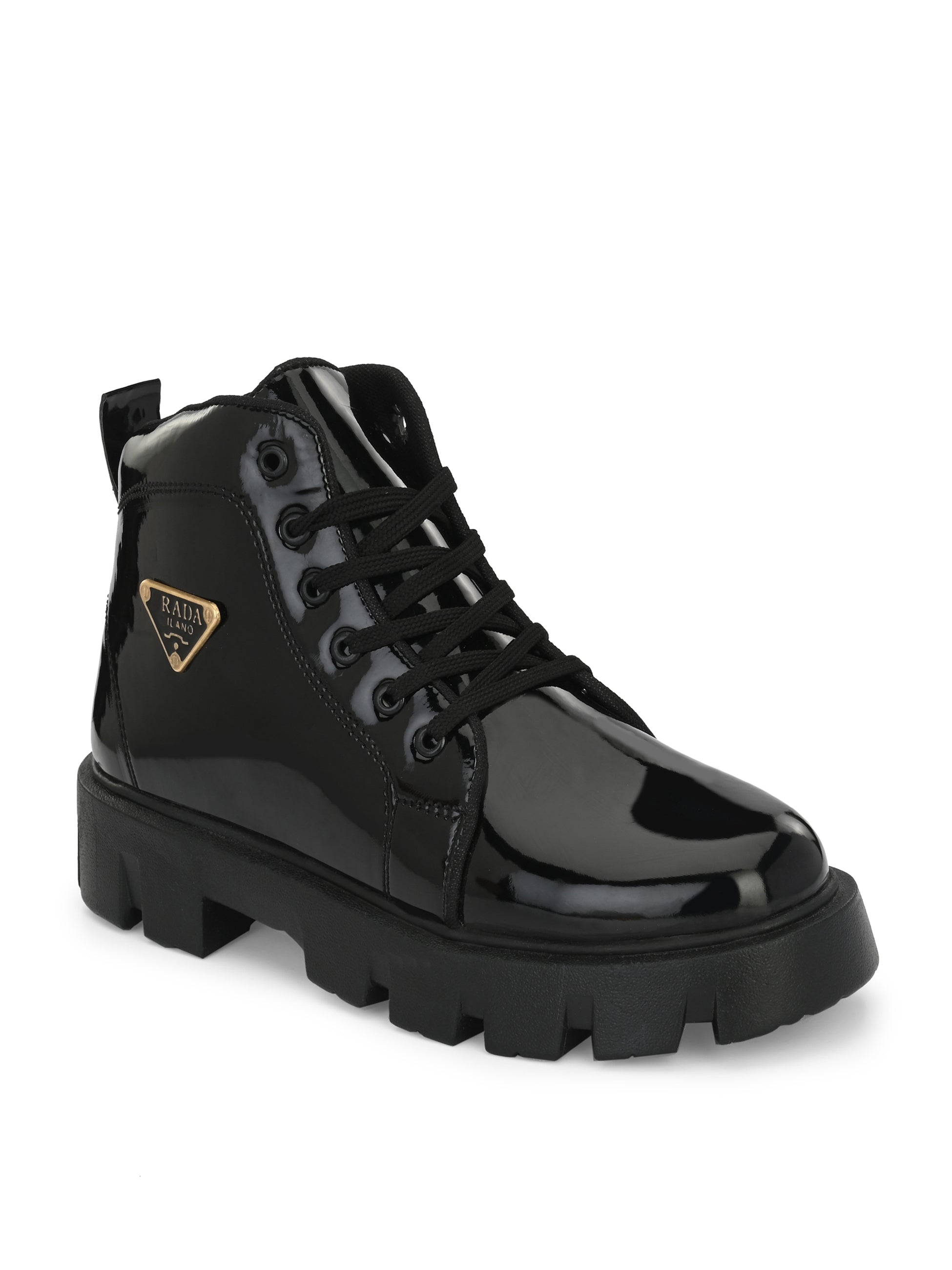 Black Casual Lace-Up Boots for Men
