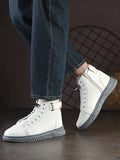 White Lace-Up Boots for Men